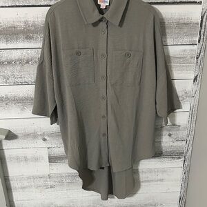 LuLaRoe Women's Gray Button Down Shirt
